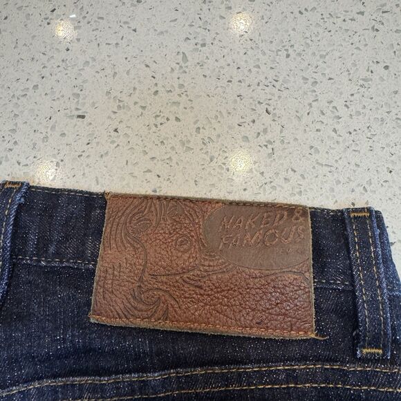 Naked and Famous Jeans Mens 30 Indigo Selvedge denim Super Skinny Guy button fly - Picture 4 of 8